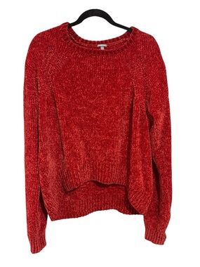 CHARLOTTE RUSSE Velour Knit Slouchy Crewneck Pullover Sweater
